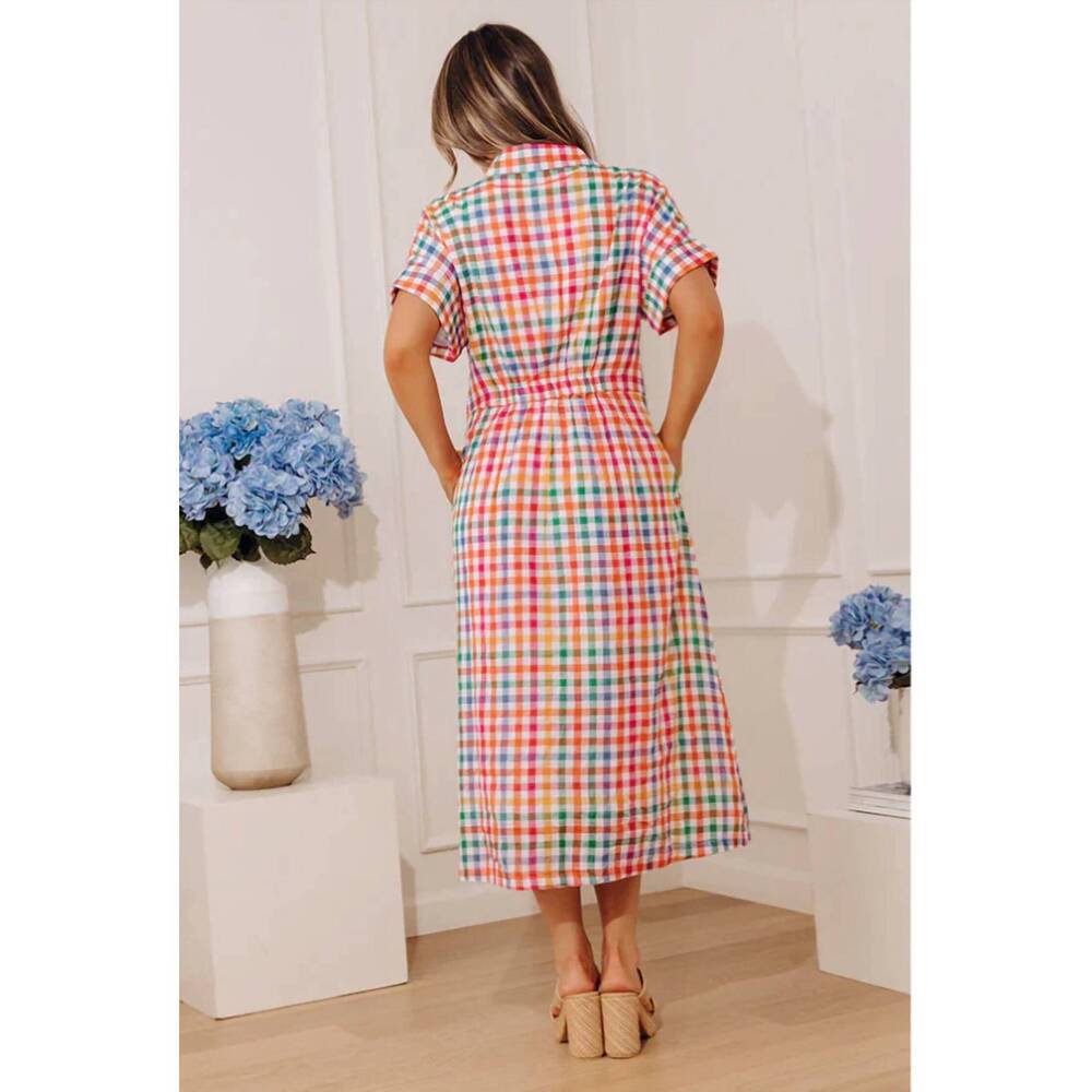 NEW THML gingham midi dress in multi - Picture 4 of 4
